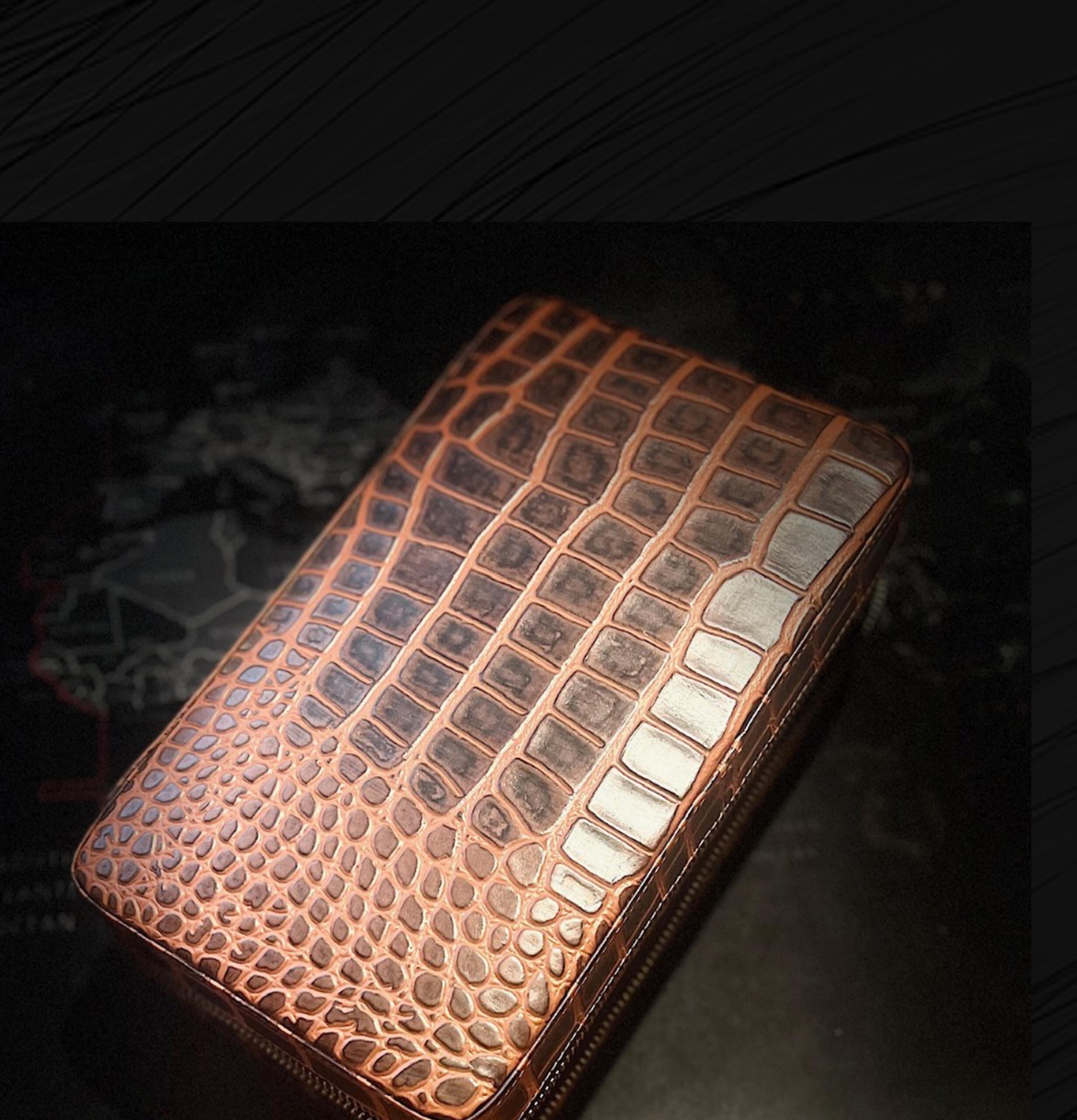 Four Crocodile Design Travel Cigar Case - Image 2