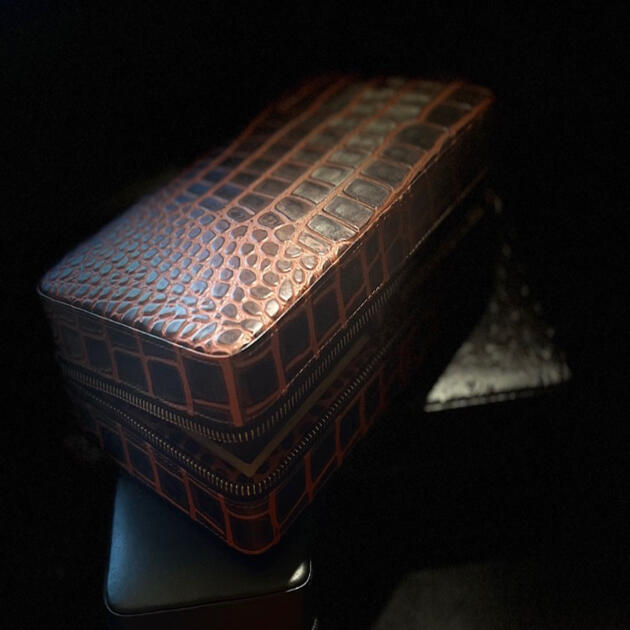 Four Crocodile Design Travel Cigar Case