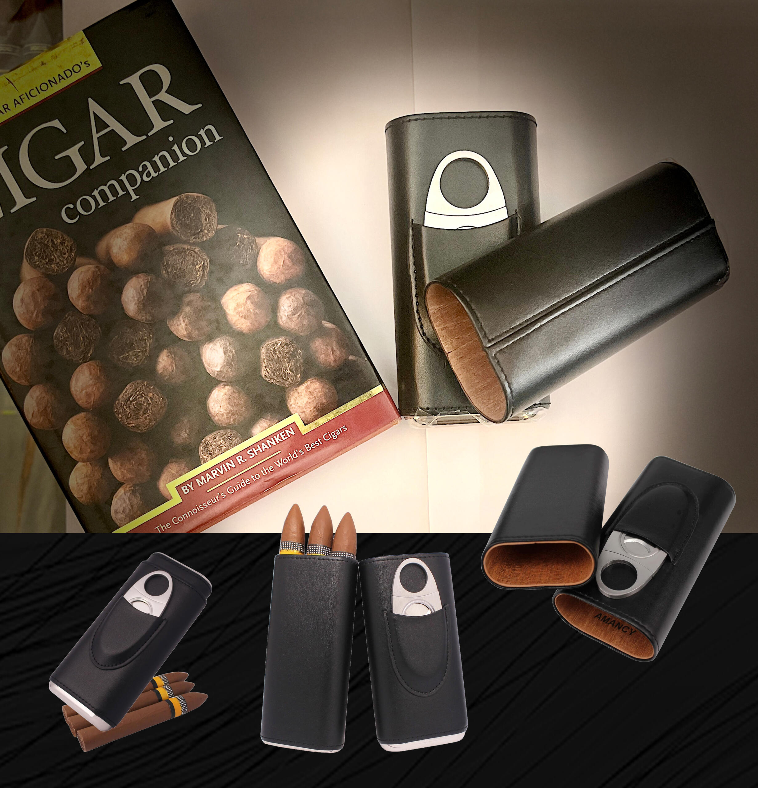Black Cigar Case with Cutter - Image 2
