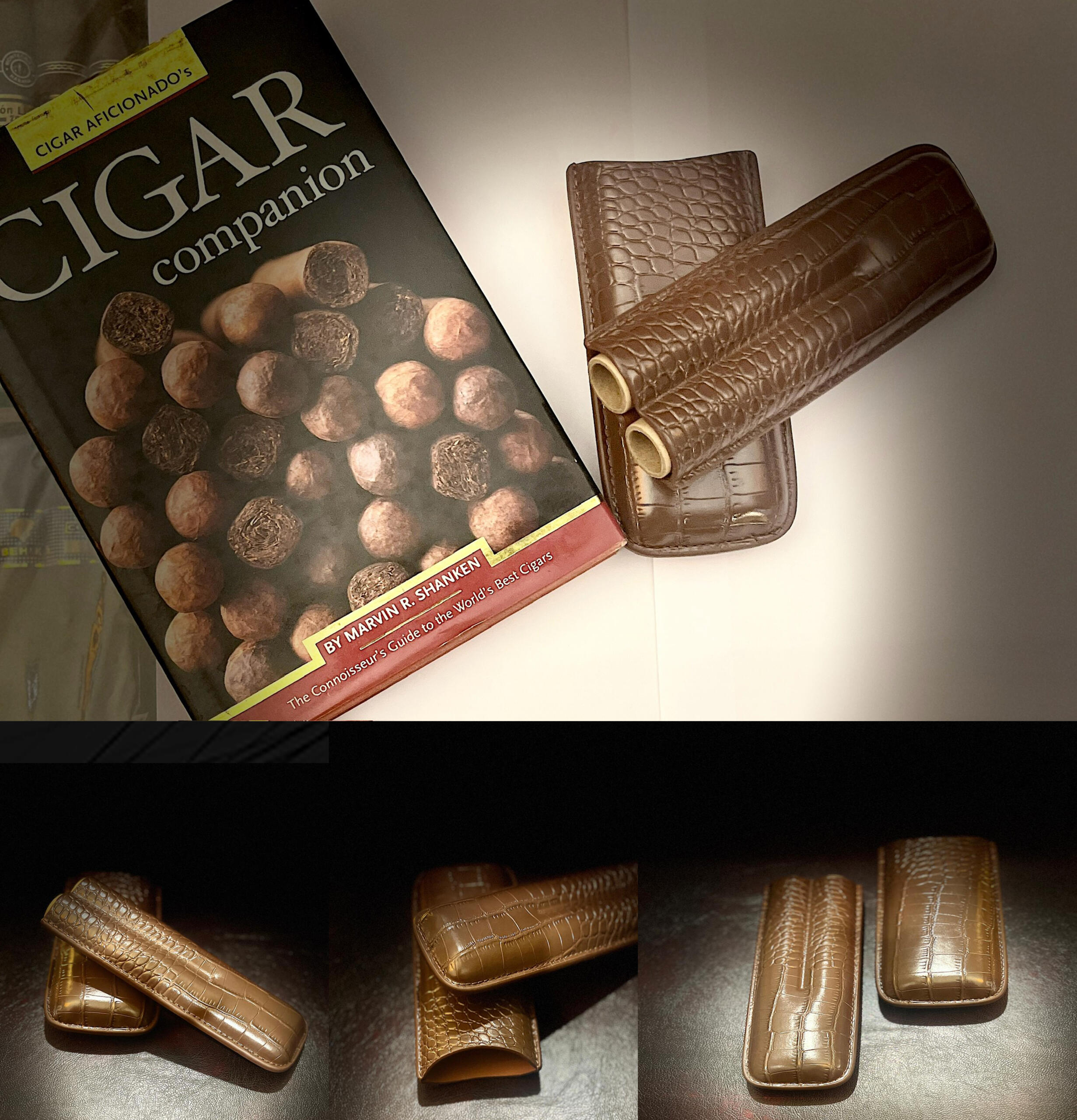 Dual Crocodile Design Leather Cigar Case - Image 2