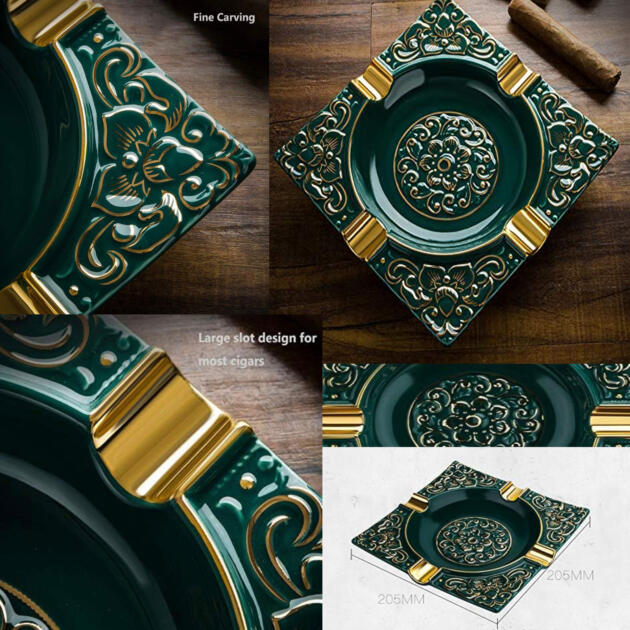Green Carved Ashtray