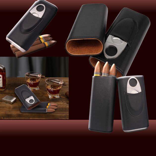 Black Cigar Case with Cutter