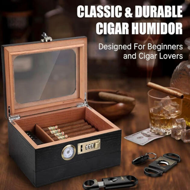 Desk Top Humidor Black 25-30 Cigars