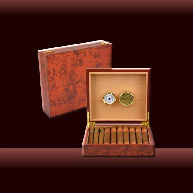 Desk Top Humidor Burnt Orange 15-20 Cigars